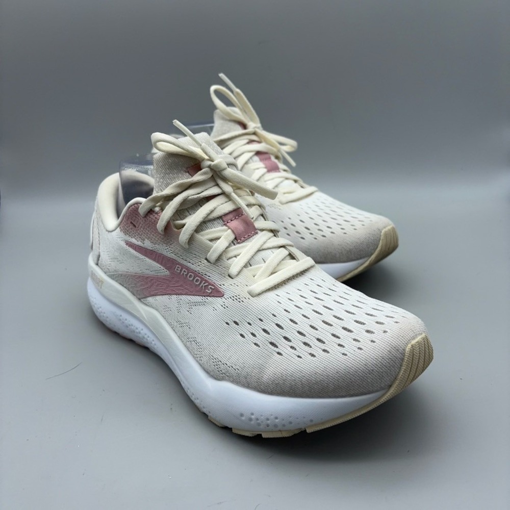 Brooks Shoes Womens 8 White Pink Mesh Cushion Running Shoes Athletic Ghost 16